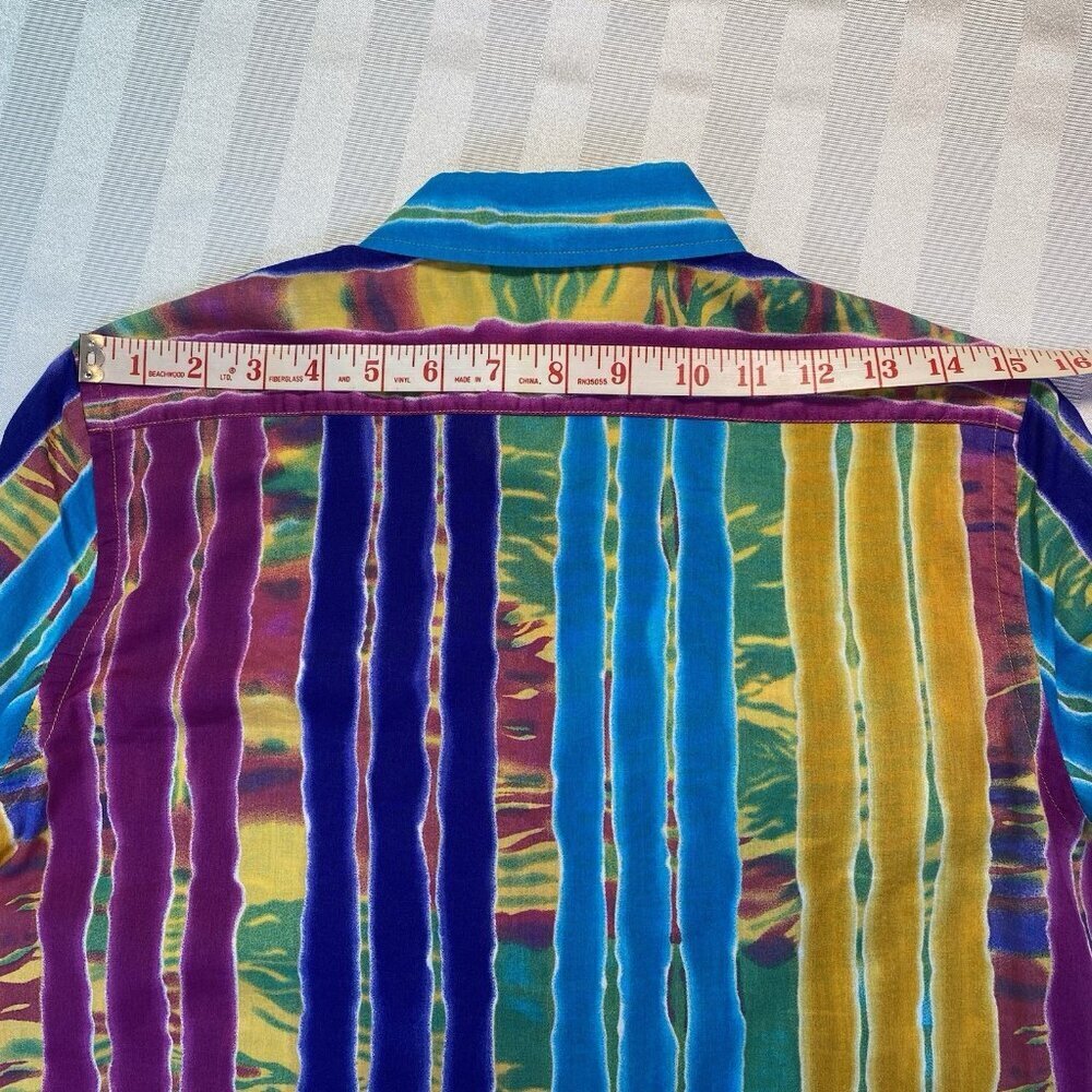 Lauren Ralph Lauren Striped Cotton Blouse Vibrant Colorful Top Sz S 3/4 Sleeves - Picture 9 of 12